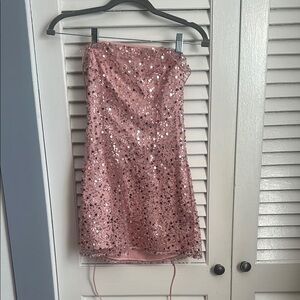 Edikted Blush Sequin Tie Back Dress